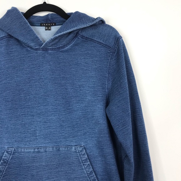 Theory Danen Psh Hoodie Sweatshirt Denim Terry M - Picture 4 of 9